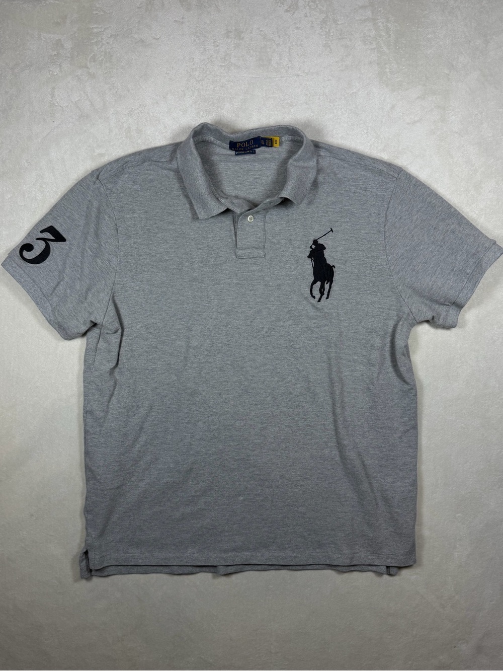 Polo Ralph Lauren XL Bug Pony Logo Number 3 Men's Classic Grey Polo Shirt